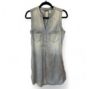 Anthropologie Holding Horses Chambray Denim Shirt Dress Blue Knee Length Sz 4
